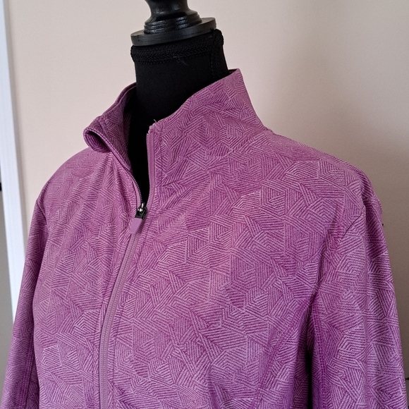 Mondetta Active Jacket Full Zip Stretch Performance Top Large Pink Print - Picture 5 of 14